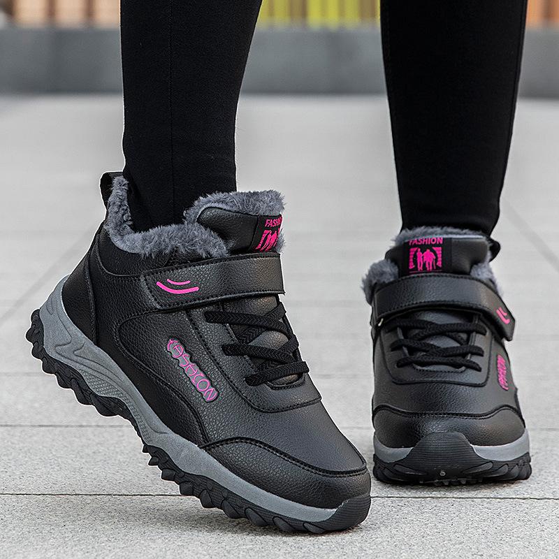 Lijian'an cotton shoes mother walking shoes high-top elderly shoes men and women middle-aged and elderly leather surface waterproof and non-slip snow