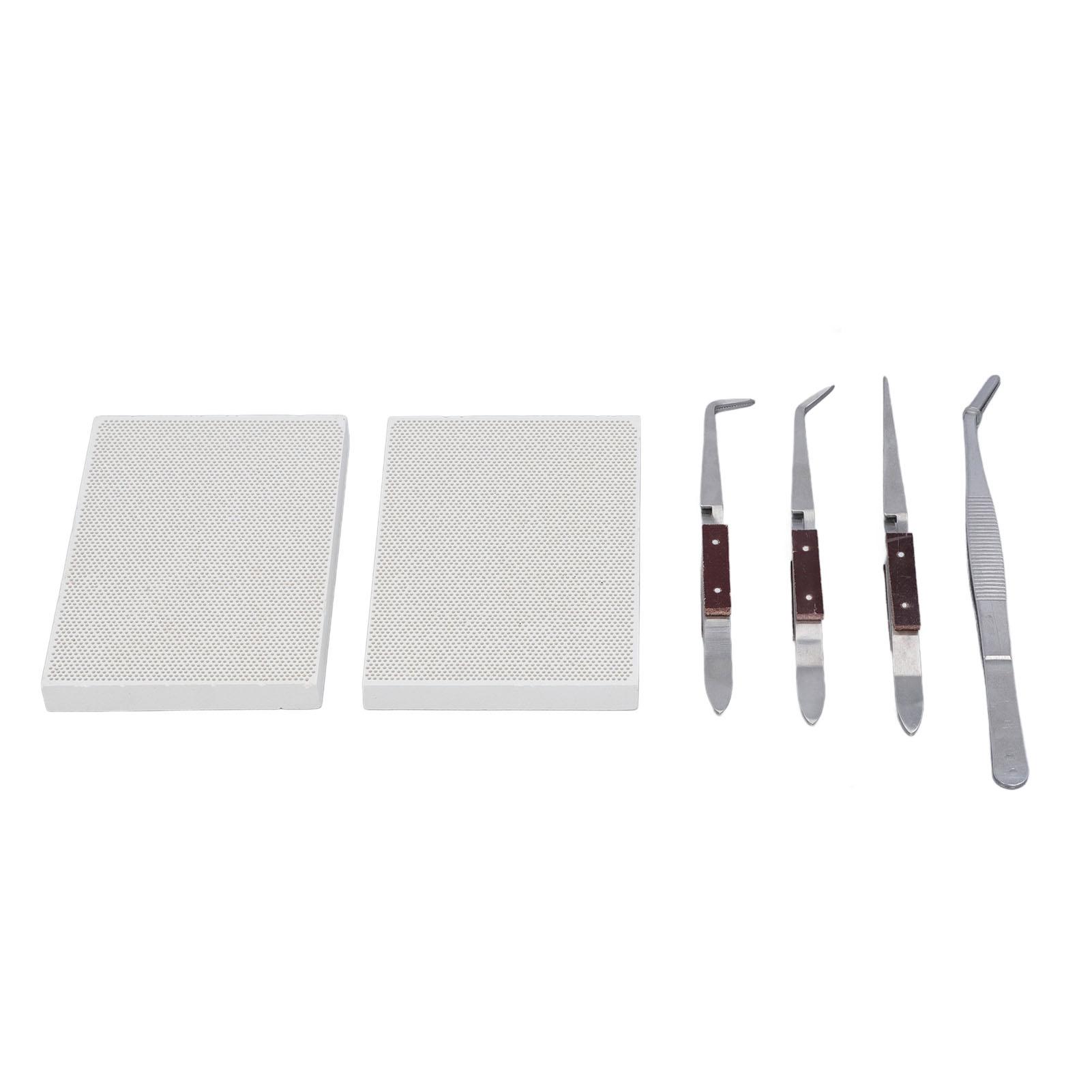 

Набор для пайки ювелирных изделий 6 шт. Начинающие Изготовление Ремонт Блок Пластина 2 Керамические доски 1 Щипцы 3 Пайка