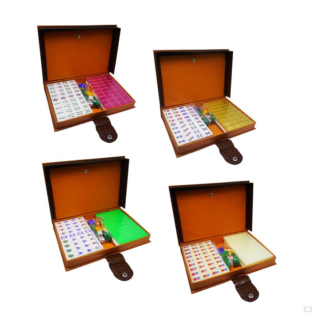 Mini Chinese Guangdong Mahjong Set, Acrylic with Storage Case for Leisure