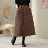 Cotton Padded plus size High waist vintage Spring autumn Winter casual loose long for woman skirts womens skirt