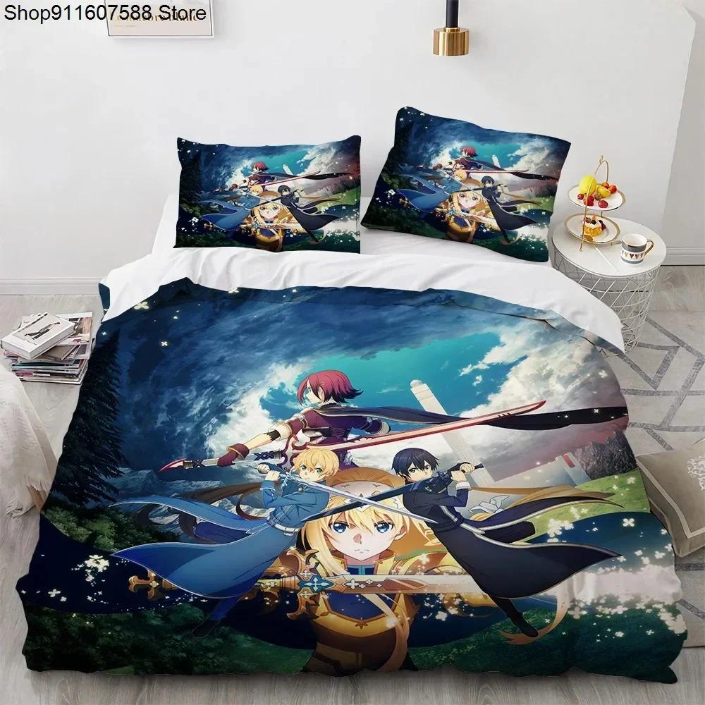 Sword Art Online Bedding Set Printed Bed Set With Pillowcase Duvet Cover Soft Single Double Queen Super King Size Adults Kids