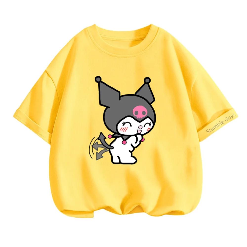 Summer Breathable Cute Kuromi Children's T-shirt for Boys and Girls Sanrio Cartoon