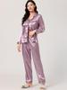 Allegra K Long Sleeve Pajama Light Size L Women's Set, Open-Front Pajamas, Loungewear, Nightsuit, Purple,
