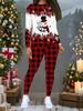 Women's Christmas Print 2-Piece Outfit: Long Sleeve Crew Neck Top & Pants, Holiday Limited Casual Party Gift Suit