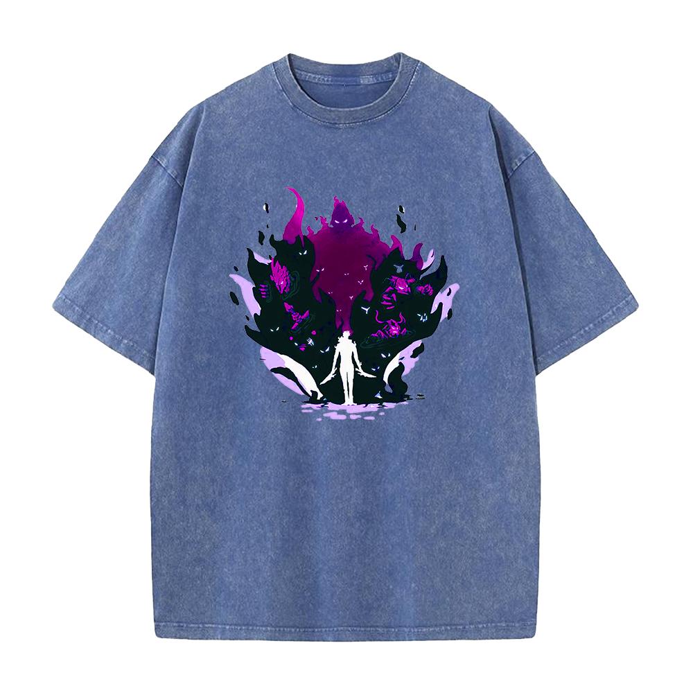 

Горячее Аниме Solo Leveling Сон Джин У Крутой Принт Футболка Мужская Повседневная Свободная Футболка Стиранный Хлопок Футболка Харадзюку Мужская Манга Топы XXL синий