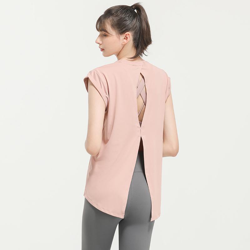 Women's Quick-Dry Sports T-shirt with Stylish Back Design for Yoga and Fitness