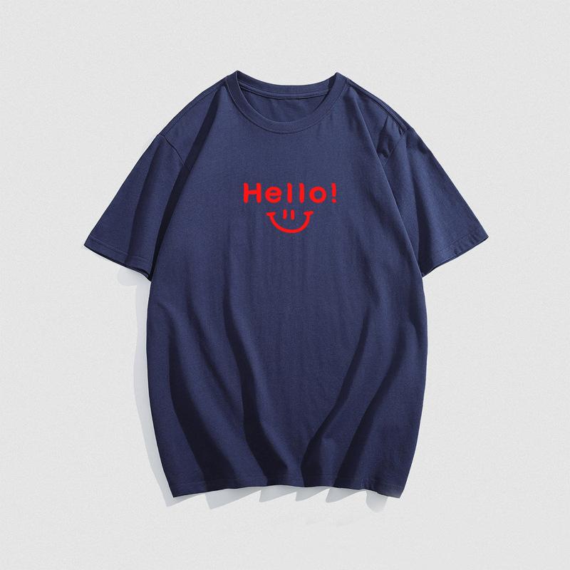 Tricou pentru bărbați de vară, bumbac, cu model cu fața zâmbitoare, imprimat, casual, unisex, cu mânecă scurtă, cu decolteu O