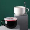 Kreatywna Moda Porcelanowa Czerwono-Czarna Duża Ceramiczna Filiżanka do Zupy Kawy Unikalny Kubek 1 Sztuka DIY Niestandardowe Logo Kubek z Pokrywką