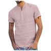 Fashion Personality Men's Cotton Linen Leisure Short Sleeve Shirt Top Blouse