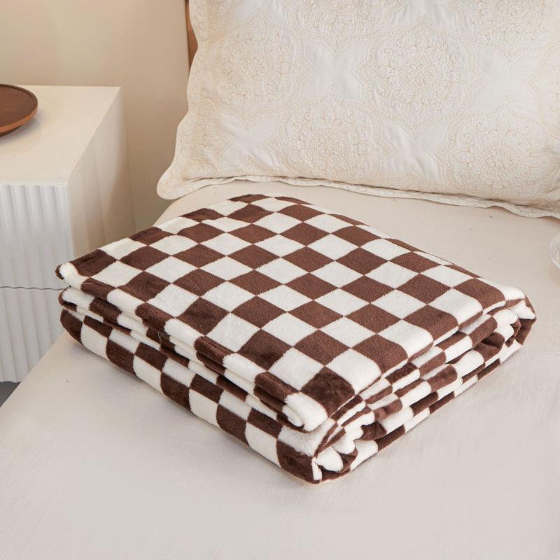 Checkerboard Flannel Fleece Throw Blanket Soft Warm Plaid Cover for Sofa Bed Nap