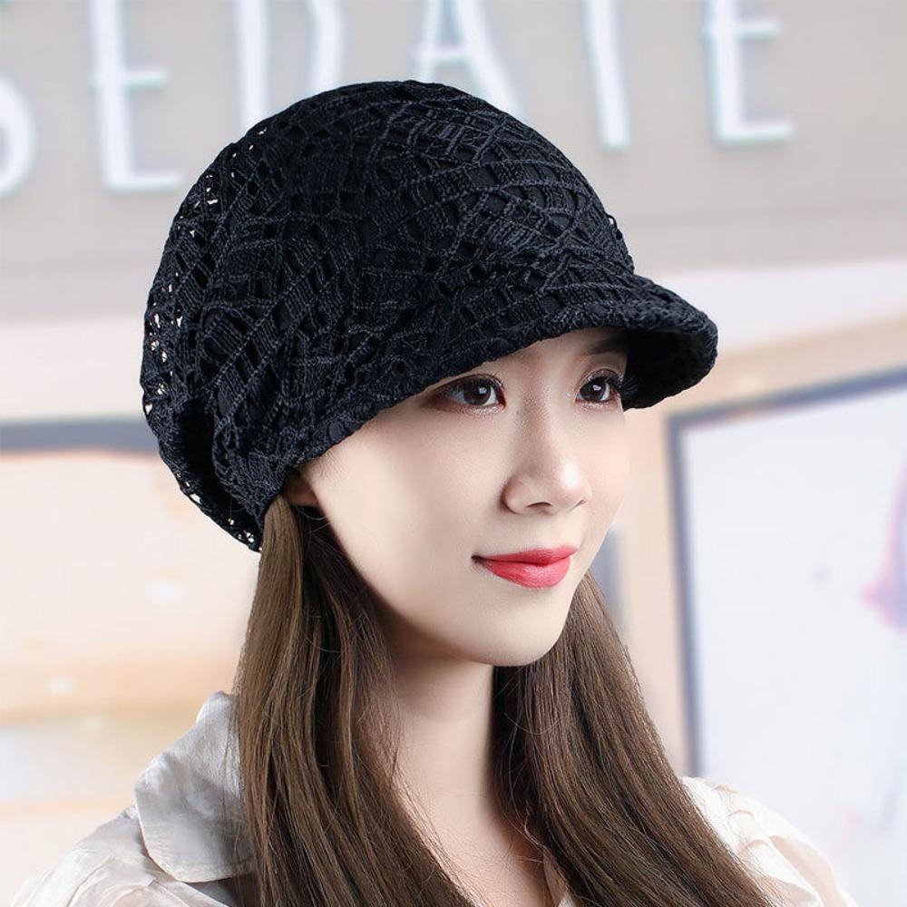 Embroidery Women Baseball Cap Breathable Turban Beanies Hat Flower Beanie Cap  Autumn Summer
