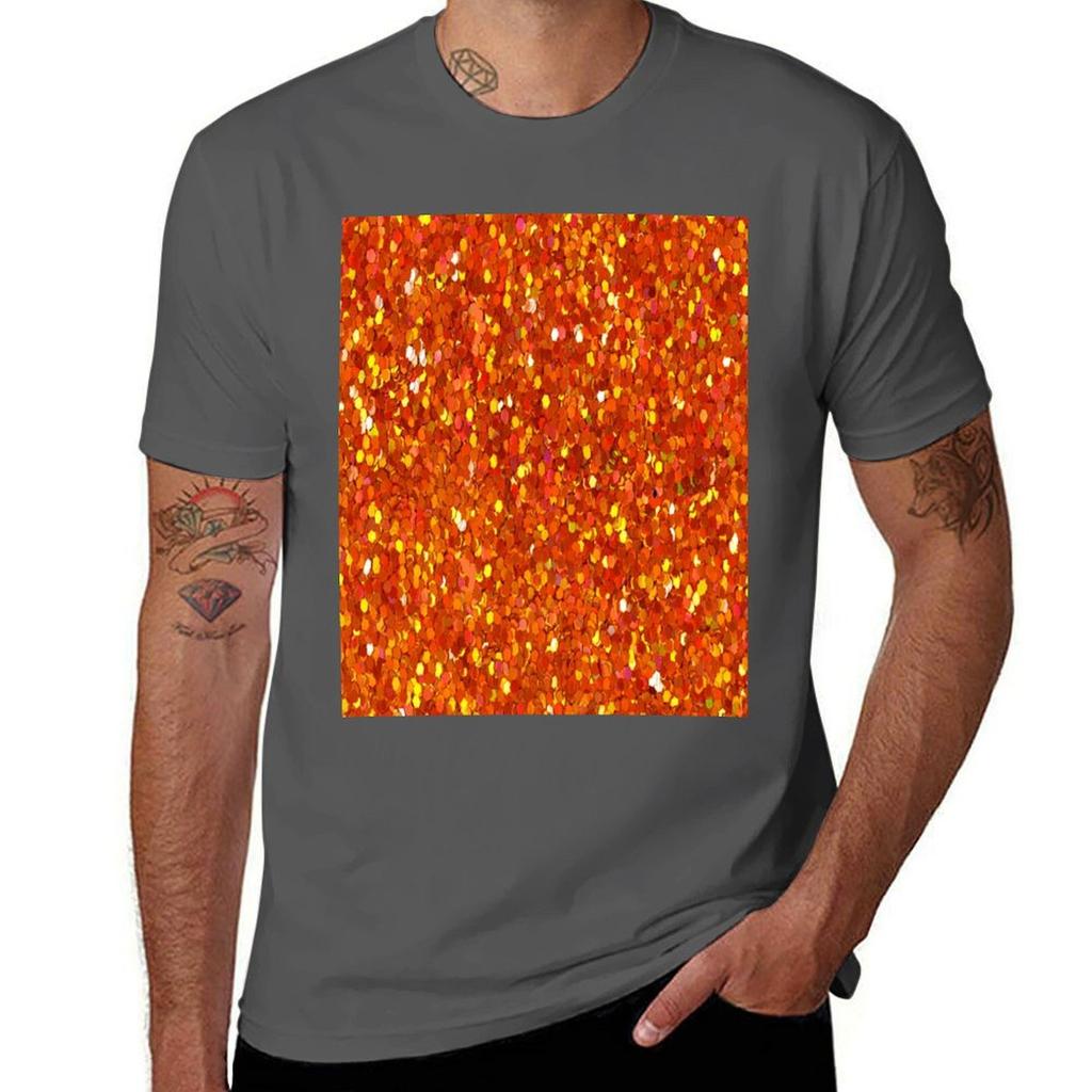Orange Glitter Tshirt Casual Work Wear Tshirt
