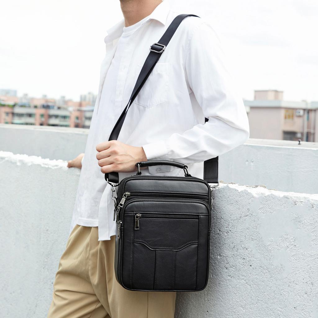 Herren Rindsleder Umhängetasche, Modische Freizeit-Handtasche, Business-Reise Umhängetasche