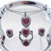 Fashion Love Necklace Imitation Classic Heart Of The Ocean Sapphire Jewelry Set Women'S Ring Stud Earrings Pendant