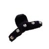 Chic Korean Style Soft Plush Hair Claw Clip With Sparkling Rhinestones For Women