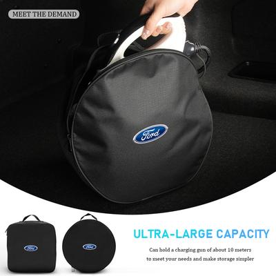 Car Charging Gun Storage Bag OxCloth Auto EV Cable Organizer For Ford Fiesta Ranger Mondeo Escape Ecosport Fusion Explorer