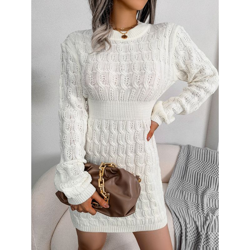 

2024 Casual Waist Bag Hip Dress Base Fur Skirt Base Sweater Dress White L