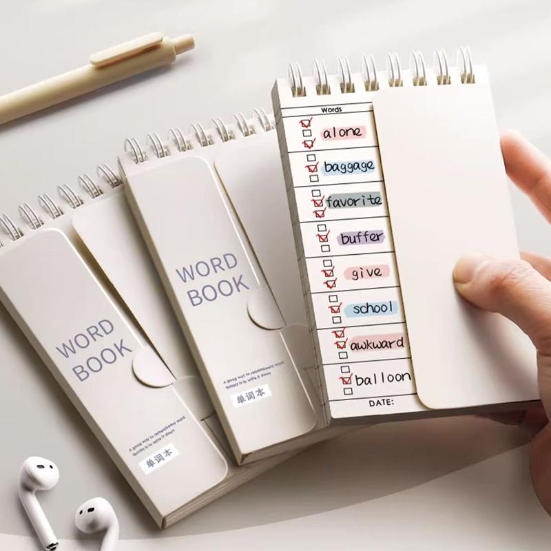 Tragbarer Vokabel-Merknotsblock - Kurzschrift-Spiralheft zur Planung und zum Auswendiglernen mit Abdeckfunktion