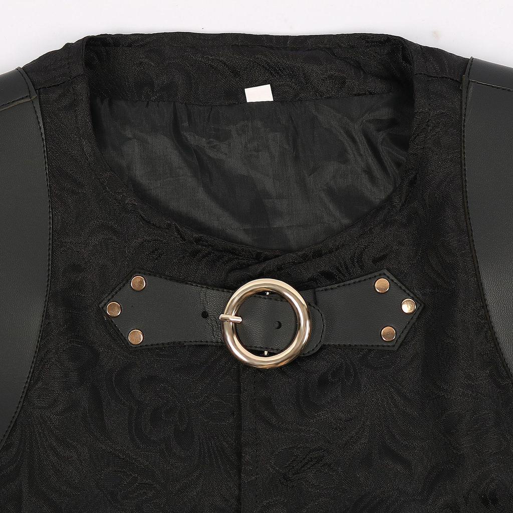 Templar Knight Medieval Patchwork Corset Vest Halloween Men's Stage Costume