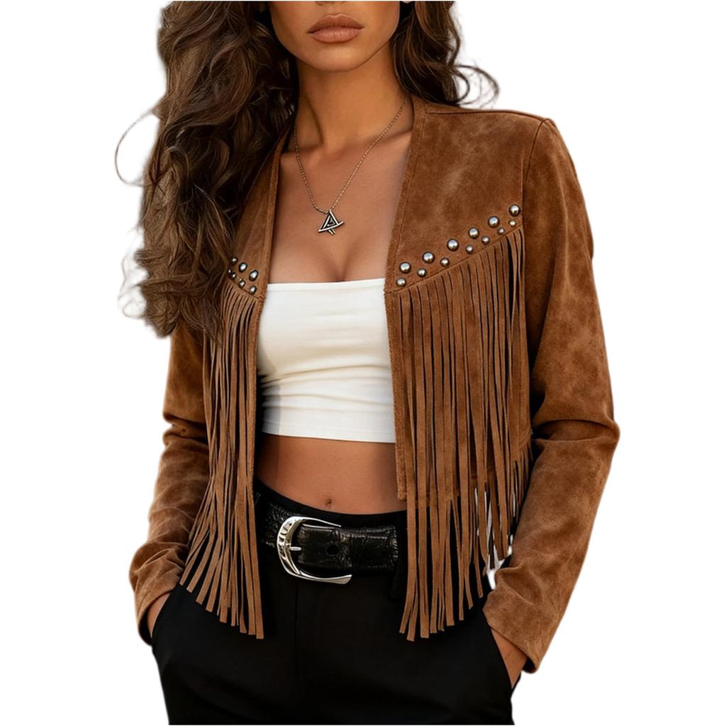 Fashionable Women's Tassel Vest, Faux Suede Sleeveless Jacket, Coat.