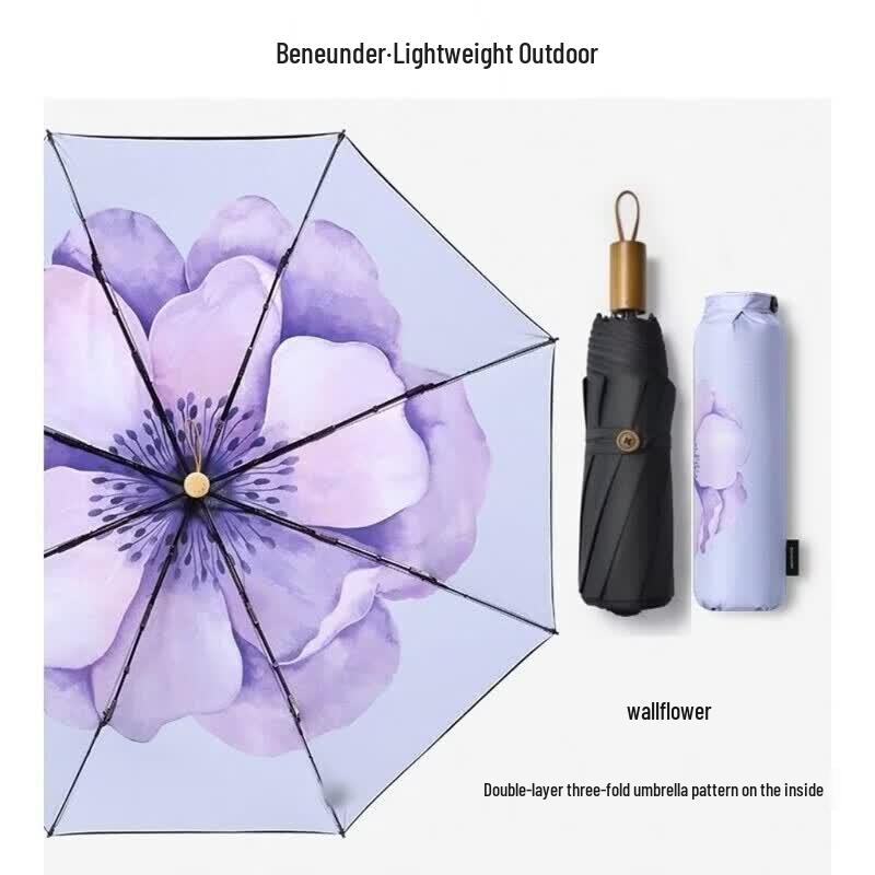 Beneunder Double-Layer Anti-UV Three-Fold Sun Umbrella