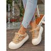 Women's Trendy White Lace-up Shoes with Thick Sole and Hollow Out Design