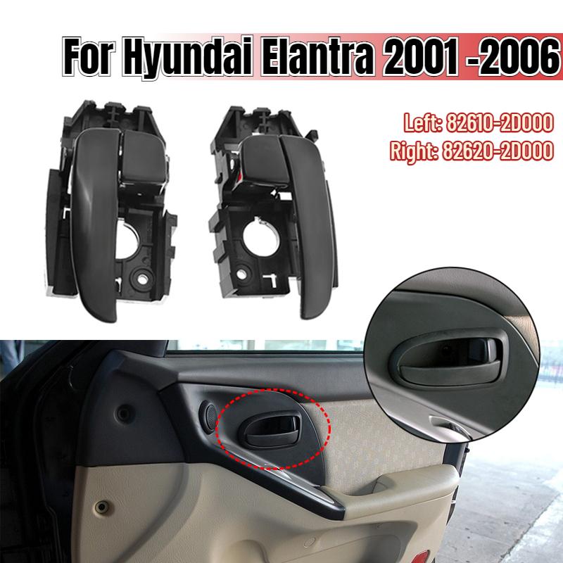 Poignées de porte intérieures avant, arrière, gauche et droite en ABS noir pour Hyundai Elantra 2001 - 2006 826102D000 826202D000 CA AX