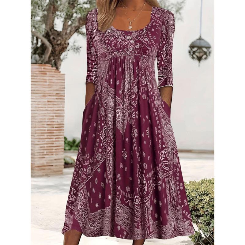 Spring/Summer Dress Casual Loose Plus-size Print Dress for Women