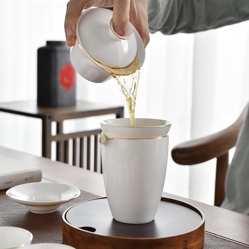 Lamb Fat White Porcelain Gongfu Tea Set - Customizable Tea Cups & Business Gift