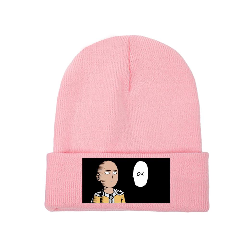 One Punch Man Manga Knitted Caps for Women Unisex Beanie Autumn Winter Hats Saitama Ok Anime Crochet Cap