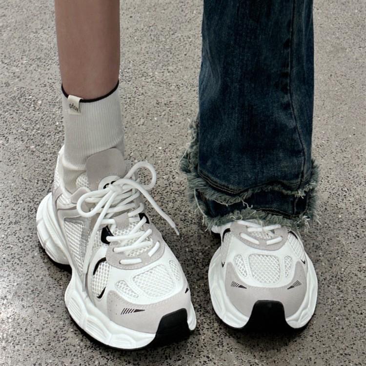 Korean version of women's shoes 2025 new fashion casual sports shoes popular versatile platform dad shoes breathable round head single shoes