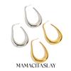 MamacitaSlay Unique Exaggerated Gold Plated Stainless Steel Pear Shape Hollow Hoop Earrings Party Women's Waterproof Jewelry