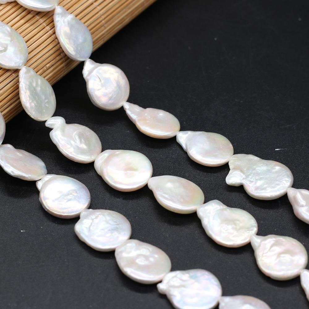 1String, Irregular Baroque Pearls, White Natural Freshwater Pearl Beads, 16×22–17×25 mm, for DIY Necklace Bracelet Accessories, Jewelry Making, 36cm