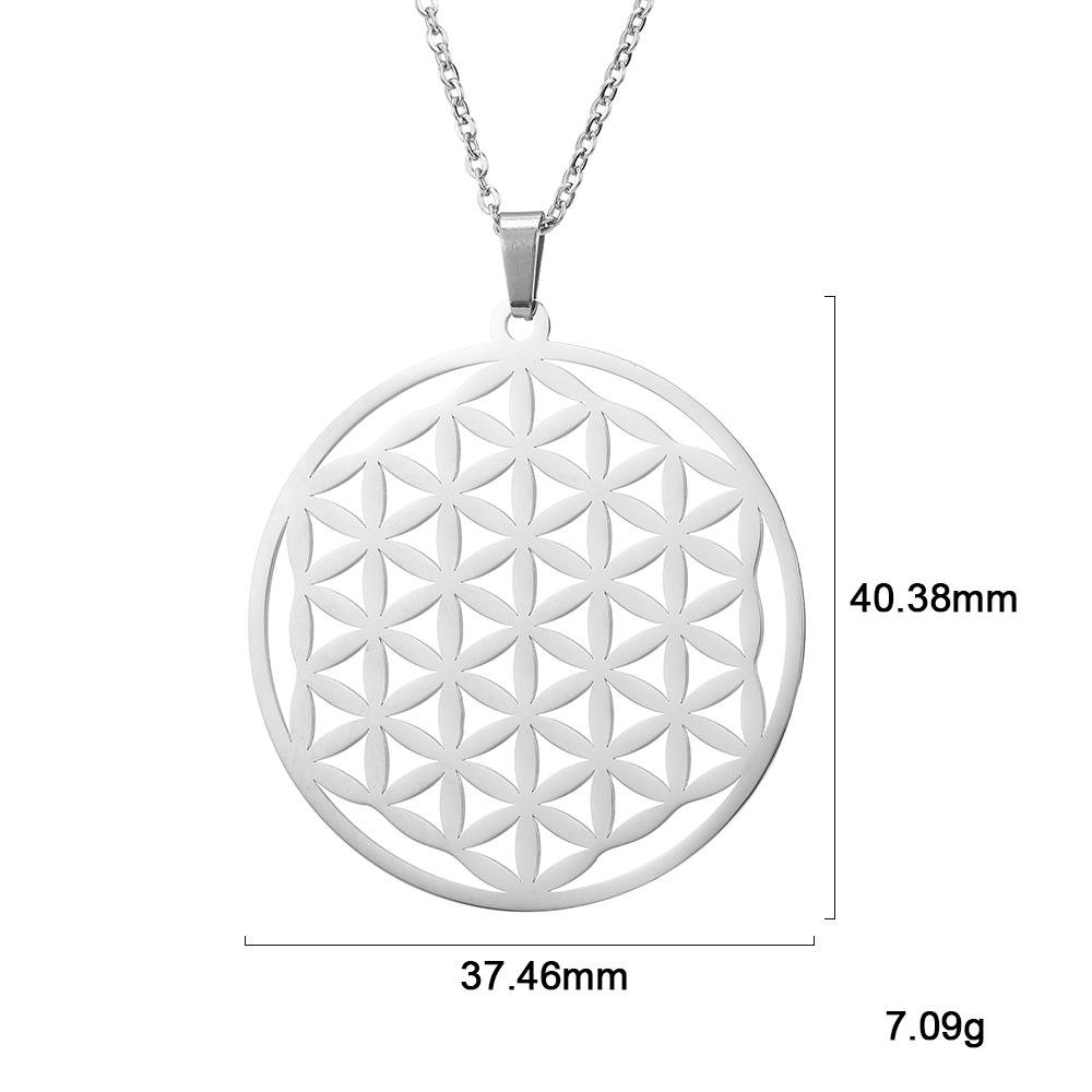 LIKGREAT Flower of Life Pendant Necklace for Women Mandala Chakra Hollow Stainless Steel Charms Jewelry Geometry Amulet Gift