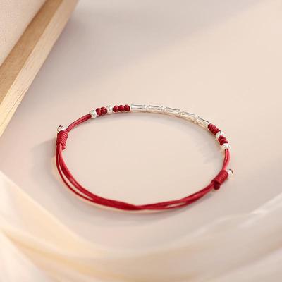 Lucky Bamboo Handmade Braided Red String Bracelet For Couple Women Adjustable Bracelet For Best Friends Lovers Gifts