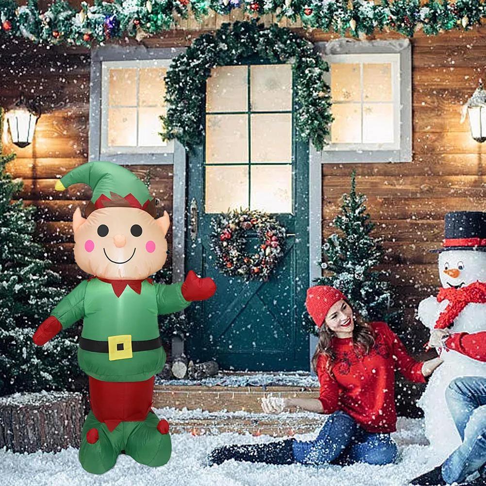 Illuminated Christmas Iatable Elf Christmas Elf Iatable Yard Decor Santa Helper Elf Figure Character Christmas Decoration Gift
