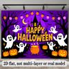 Party Backdrop Halloween Castle Purple Flat Banners Spooky Ghosts Pumpkins Celebrations Event Backdrop Decoration Front Door Decor