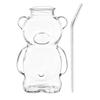 320ml Cute Bear Shaped Coffee Mug Cartoon Bear Glass Cup with Straw Transparent Cup Birthday Drinkware Party Supplies