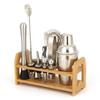 10-piece Stainless Steel Cocktail Shaker Set with Bamboo Stand