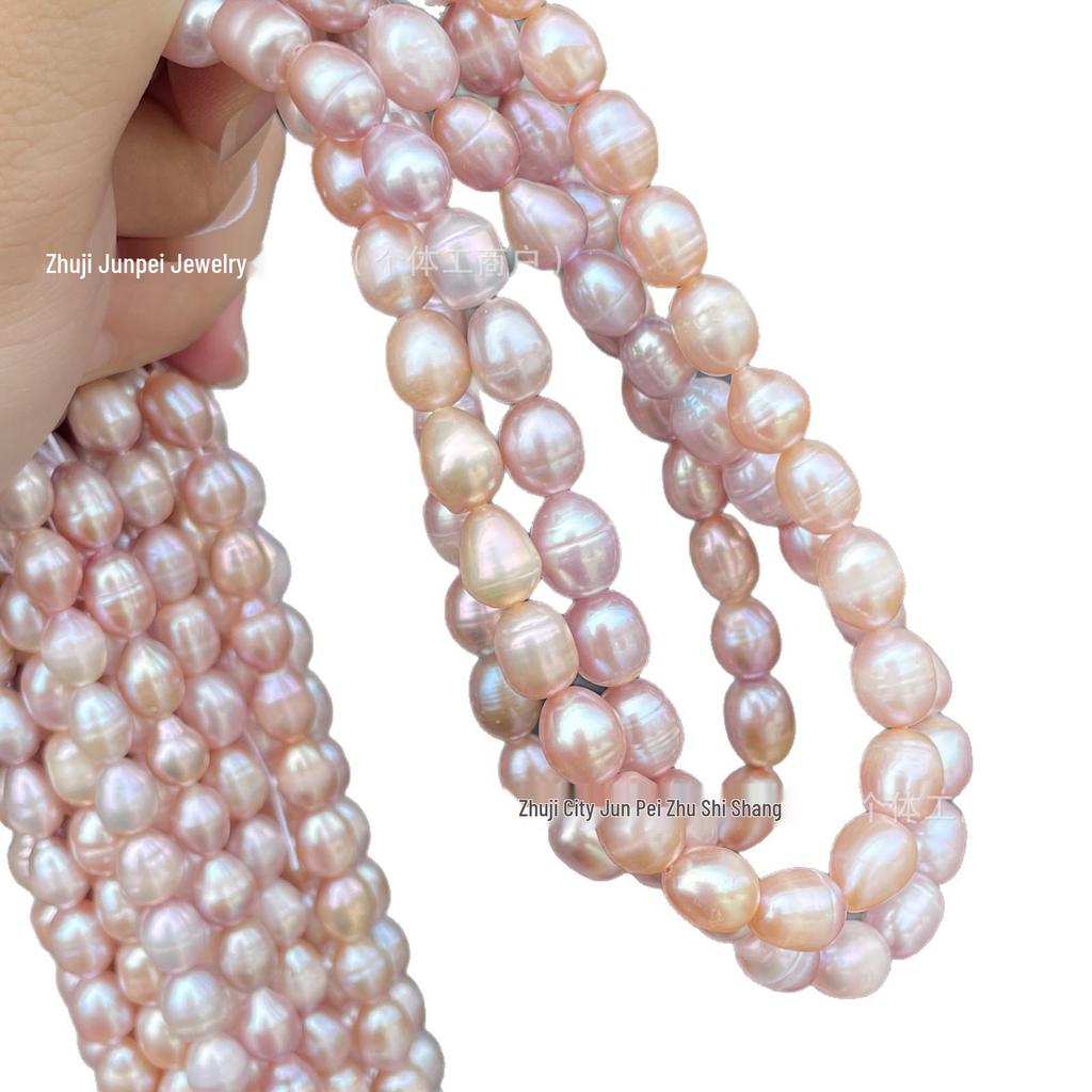 7-9mm Natural Taro Purple Freshwater Pearl Rice Beads Strand for DIY