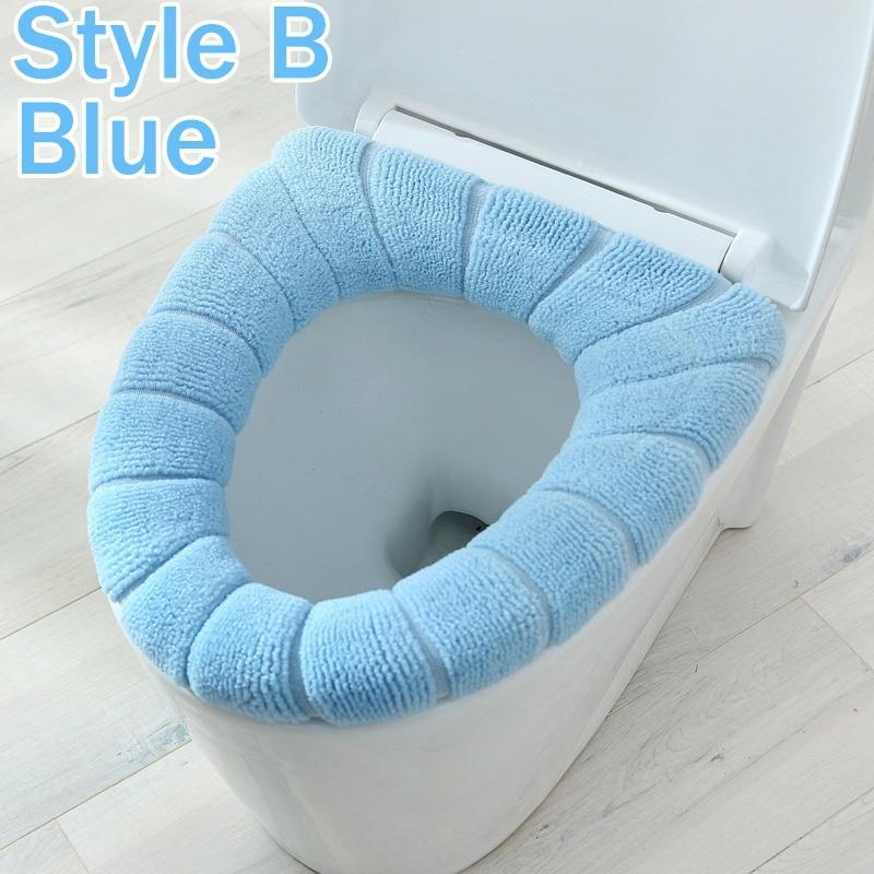2024 1Pcs Warm Toilet Seat Cover Bathroom Toilet Pad Closestool Knitting O-shape Thicker Soft Washable Closestool Bathroom Accessories