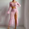 Lingerie Dress Perspective Sexy Mesh Erotic Underwear Set Split Split Split Hip Skirt