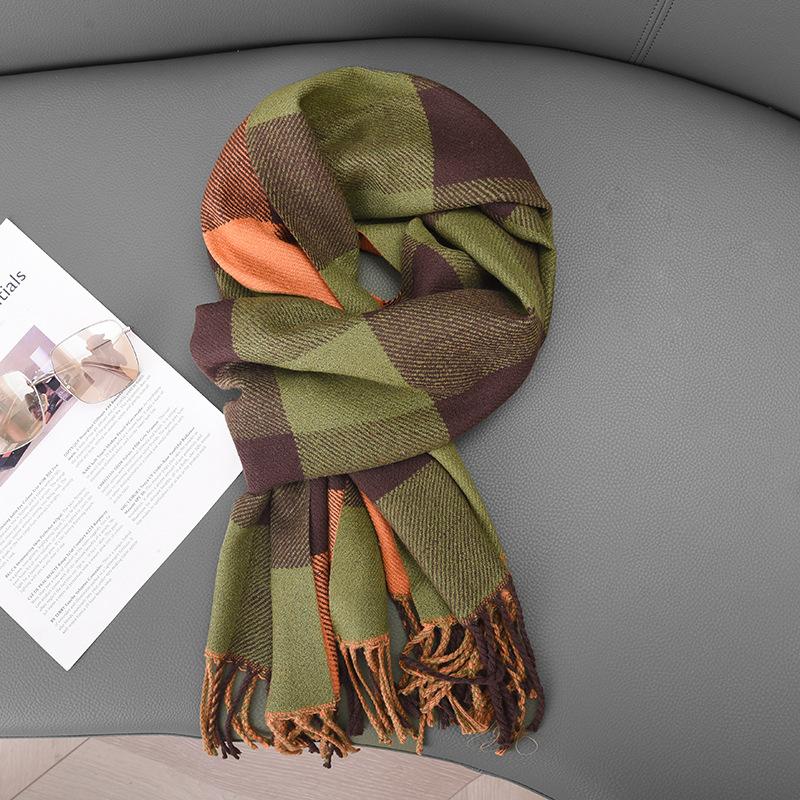Ladies Plaid Scarf Female Student Versatile Shawl Double Sided Cute Girl Warm Scarf Tide