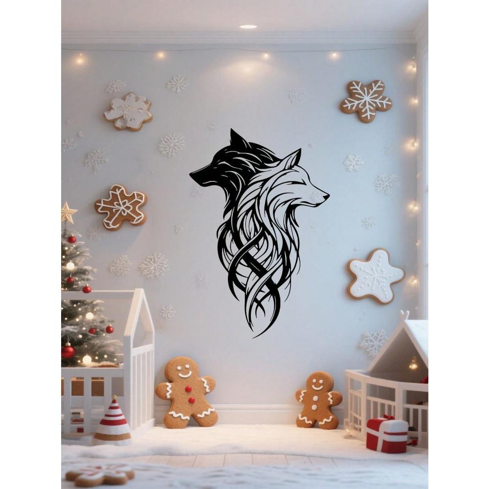 Howling Wolf Metal Wall Art Black White Animal Decor Home Office Cabin Gift