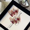 New Year's Red Wearable Armor High-end Cat Eye French Blush Flash Zircon Diamond Removable Fake Nail Patch