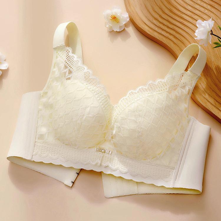 Large Size Bra for Women with Steel Rims Thin Style Beautiful Back Bra with Upper Support Gathered Bra Gathered Accessory Anti Sagging Bra