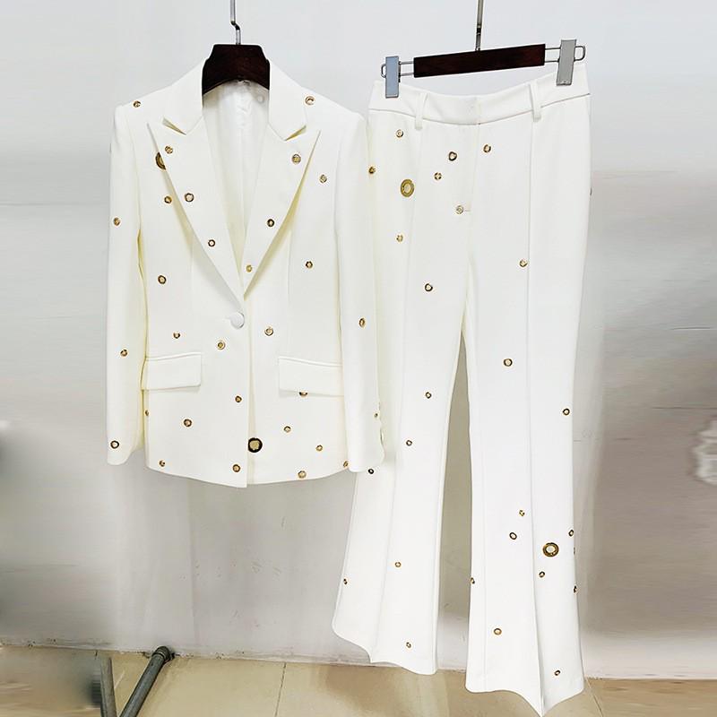 High Street Fashion Spring 2026 Metal Hole Single-Button Suit & Trousers Set