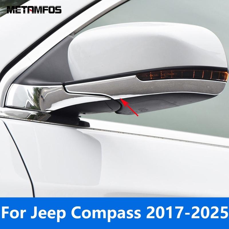 For Jeep Compass 2017-2024 2025 Chrome Side View Rearview Mirror Strip Molding Trim Sticker Exterior Accessories Car Styling
