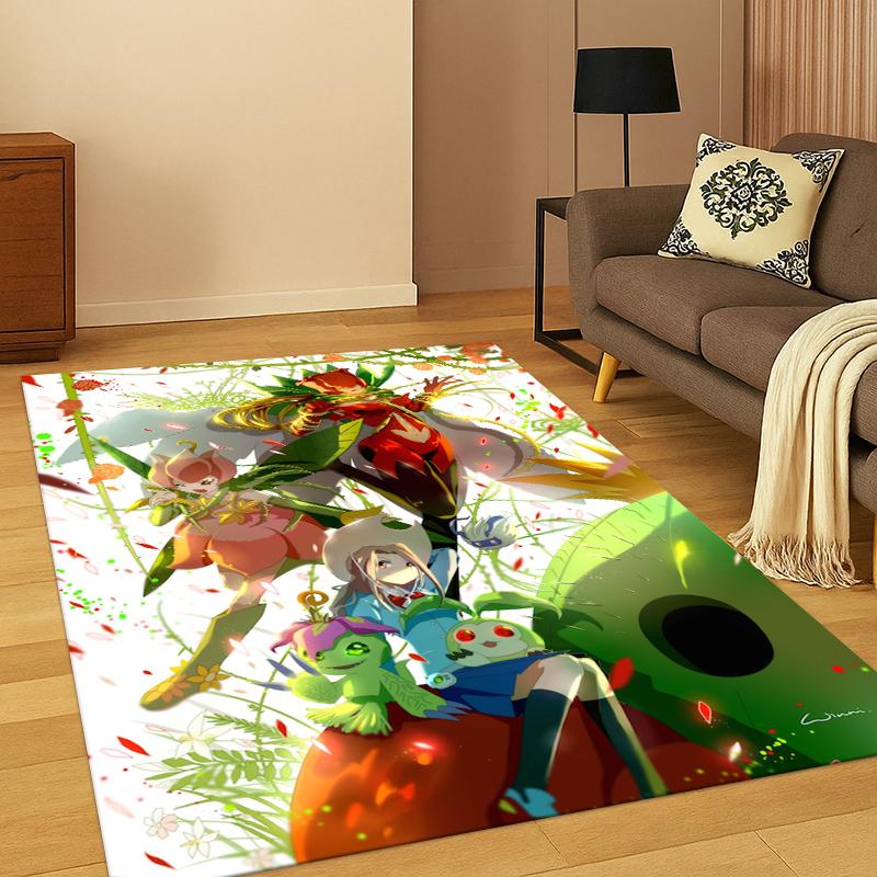 3D Digimon Adventure Angewomon Agumon Cartoon Carpet Rug for Bedroom Living Room Sofa Doormat Home Decor,Kid Area Rug Non-slip