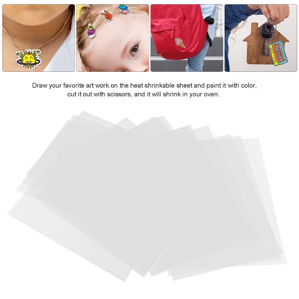20pcs Plastic Heat Shrink Sheets Easy to Cut 20×14.5CM Shrink Plastic Sheet Kit 2.5CM Key ring Transparent White